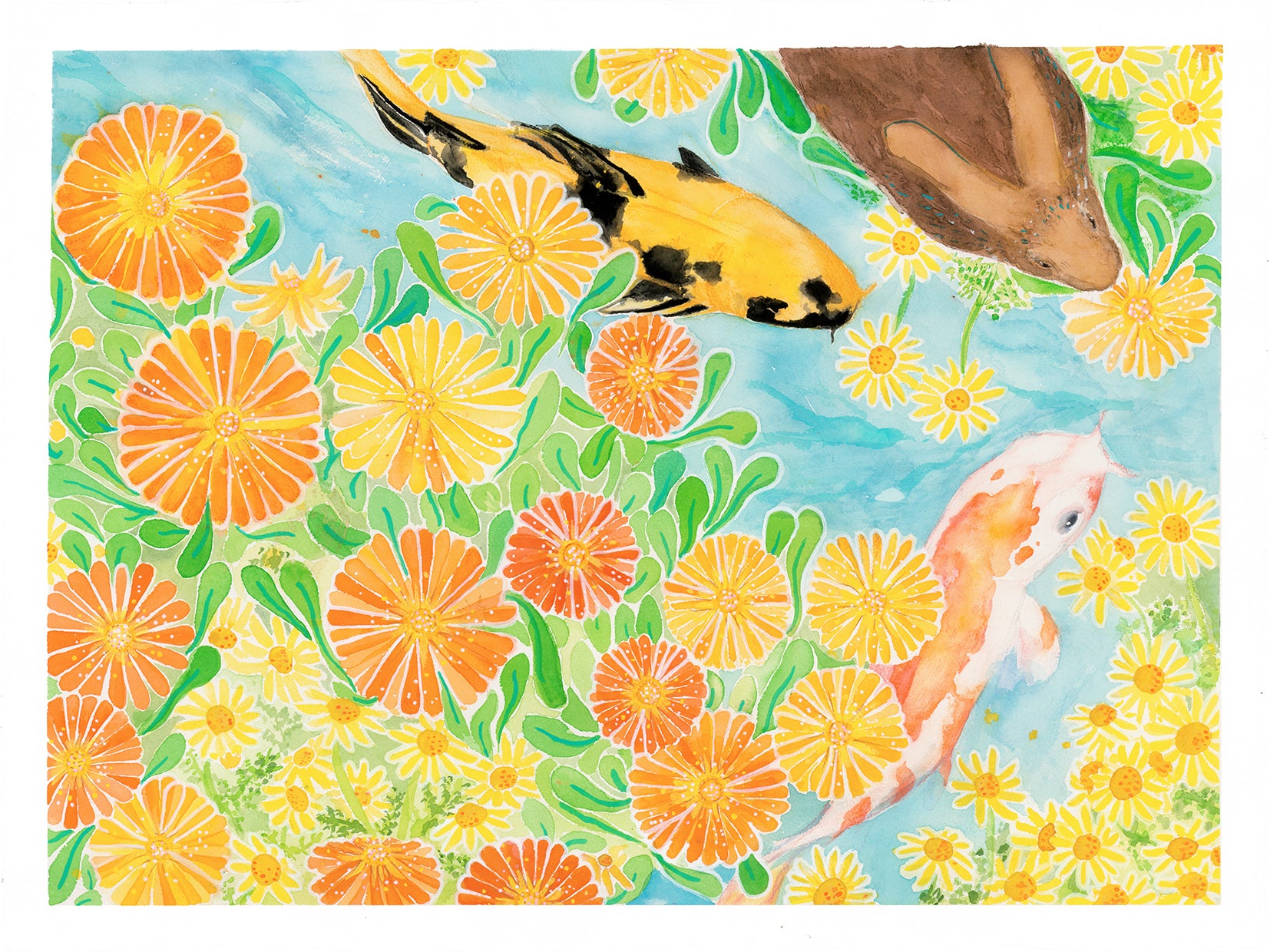 Summerflowers with koifish