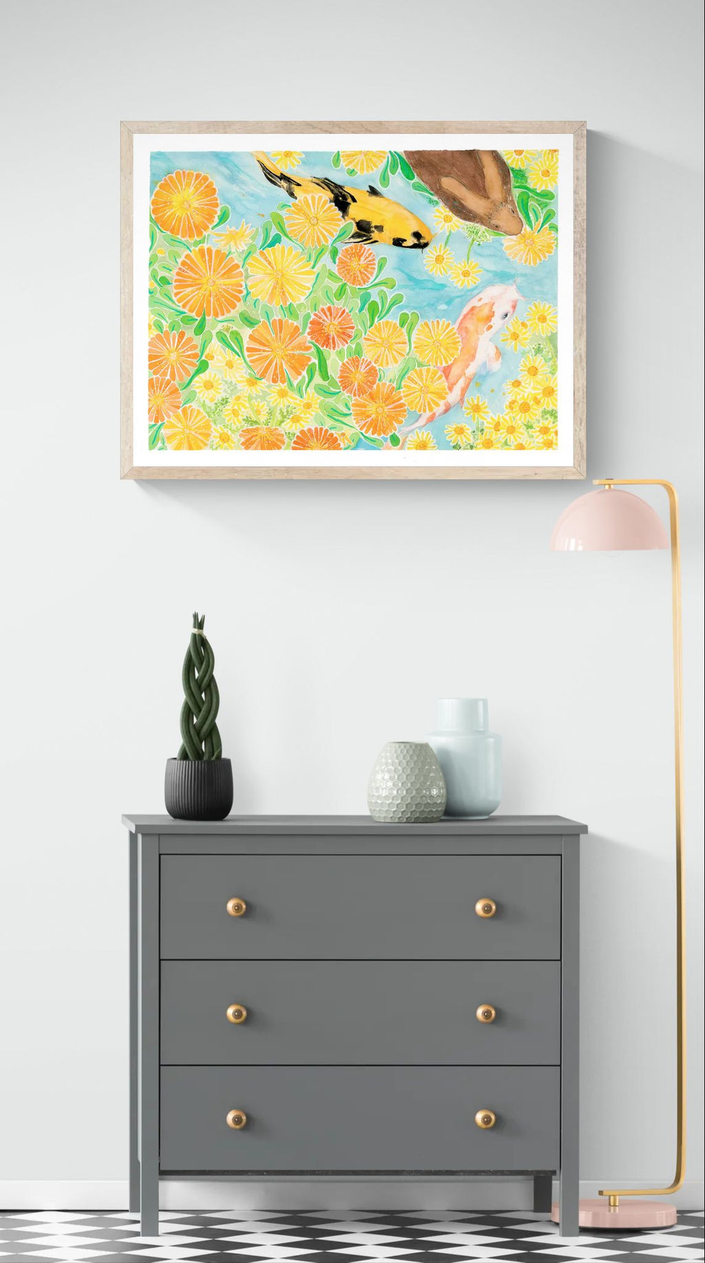 Summerflowers with koifish